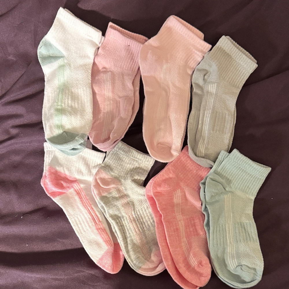 Girls' Pastel Ankle Socks 8-Pack - Soft Everyday Crew